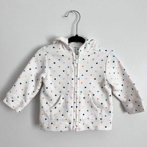 White Rainbow Polka Dot Hoodie, Size 3-6 months